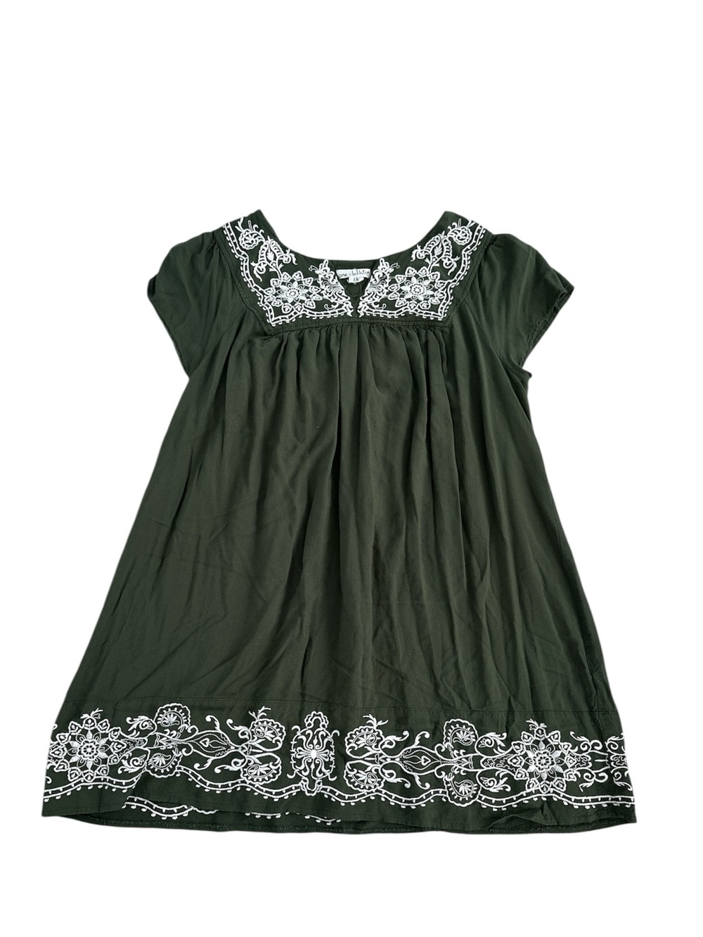 Embroidered Scoop Neck Tunic Dress